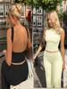 Aliexpress Comercio Exterior Ropa de Mujer Más Fácil de Combinar Moda para Ir al Trabajo Traje de Verano Nuevo Sexy Top sin Espalda y Pantalones Conjunto de Dos Piezas