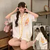 Pijama Dulce de Algodón Puro para Niñas, Suministro para Tienda de Ropa Infantil, Conjunto de Verano Holgado para Estar en Casa de Manga Corta, Disponible en Tiendas Físicas