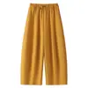 Pantalones cropped anchos hechos a medida para mujer, nuevo estilo de principios de otoño, de cintura alta, adelgazantes, con efecto de caída, talla grande, diseño curvo
