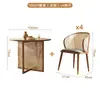 Mesa de Jantar e Cadeiras em Madeira Maciça Tecidas com Rattan Estilo Nórdico Combinação Criativa Mesa de Jantar Redonda Estilo Japonês Restaurante Doméstico Combinação de Cadeiras de Jantar para Pousada Hotel