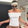 Roupas Femininas Estilo Europeu e Americano 2025 Verão Nova Moda Sexy Justo Emagrecimento Ombro Único Cintura Tubinho Atacado