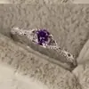 Nuevo Artículo Más Vendido en Amazon Anillo de Lujo Ligero de Amatista y Circonita para Mujer Anillo de Piedra Preciosa Simple y Moderno Europeo y Americano
