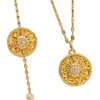 Pulseira Colar Girassol Gelo Quebrado Retro Luxo Leve High-End Estilo Francês Zircônia Micro-Incustada Bússola Conjunto de Moda Temperamento