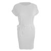 Vestido ajustado con bolsillos y cuello alto para mujer, estilo europeo y americano, nuevo, de manga corta, con cordones y lazo, cintura alta, ajustado y adelgazante