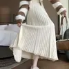 Falda Midi de Punto para Mujer Otoño e Invierno 2026, Falda Plisada de Cintura Alta con Efecto de Caída, Falda Acampanada Casual, Falda de Paraguas de Moda para Mujer