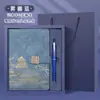 Conjunto de Caixa de Presente com Caderno A5 Estilo Tendência Nacional, Presentes Culturais e Criativos, Bloco de Notas para Escritório Empresarial, Personalização de Caixa de Presente Azul