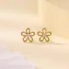 Aretes S925 Plata de Ley Flor Retorcida Hueca Simple Moda Suave Versátil para Uso Diario de Joyería Yuebao