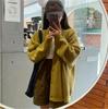 Cardigã de Tricô com Listras de Tricô Macio e Encerado de Dongdaemun da Coreia do Sul para Mulher Outono e Inverno Novo Estilo Roupa Exterior Estilo Preguiçoso Jaqueta Suéter Decote V