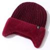 Gorro de Invierno Nuevo para Hombres y Mujeres de Mediana Edad Gorro de Lana Tejido Gorro Cálido para Personas Mayores con Forro de Felpa Gorro Engrosado para Montar Gorro para Hombres