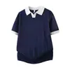 2026 Nueva Camisa Polo Transpirable de Verano Estilo Italiano Bloque de Color de Moda para Hombre de Seda de Hielo con Cuello en V y Textura Jacquard Elástica