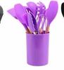 Amazon Cozinha Panela Antiaderente Barril de Armazenamento Cabo de Madeira Utensílios de Cozinha de Silicone Conjunto de 12 Peças Utensílios de Cozinha de Silicone Pá Colher terno