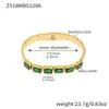 Pulsera Cuadrada de Acero Inoxidable con Piedras de Vidrio de Colores Diseño de Nicho Ins Joyería Moderna Genial Europea y Americana Chapada en Oro de 18K Que No Se Desvanece