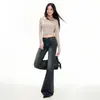 Pantalones Acampanados de Tiro Bajo con Remaches Estilo Retro Americano para Otoño e Invierno, Jeans Versátiles Ligeramente Elásticos, Corte Ajustado (Slim-Fit) para Mujer