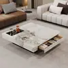 Mesa de Centro de Ardósia para Sala de Estar, Combinação Minimalista Moderna de Luxo Leve Estilo Italiano, Mesa Quadrada Doméstica de Modelo Novo para Apartamento Pequeno de Alto Padrão, Popular Online