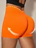 Calça de yoga três quartos transfronteiriça para mulheres, shorts de fitness de cintura alta que levantam o bumbum, shorts quentes sem costura para esportes ao ar livre e corrida, bumbum de pêssego