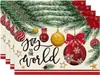 Manteles navideños transfronterizos 4 juegos de platos de cena tazas con tapetes termoaislantes Manteles decorativos para la atmósfera de las fiestas navideñas