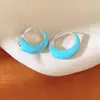 Pendientes de plata con aguja azul, con detalles de gota de aceite en forma de diamante, elegantes y versátiles, pendientes de lujo ligero y alta gama para mujer