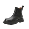 Botines Chelsea Británicos de Lujo Ligero Otoño/Invierno Nuevos Botines Cortos para Mujer Suela Gruesa Tacón Grueso Retro Punta Redonda Caña Corta Elástica Botines Adelgazantes