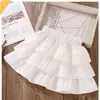 Conjunto de Vestido de Pastel de Verano para Niñas 2026 Nuevo Elegante Casual de Manga Corta Falda Corta Estilo Princesa Conjunto de Dos Piezas para Niños Mayores
