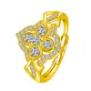 Anel de Girassol Kalemei Brilhante e Lindo Doce Ventoínha Cheia de Diamantes Flor de Amor Rotatória Anel Aberto