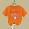 2420# Camiseta Casual de Algodão de Manga Curta para Meninas, Versátil, Verão 2025 Nova, Estilo Ocidental, Fina, para Bebê Menina, Tendência Estilo Ocidental