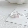 Anillo de Zirconia Rosa Cereza Dulce, Femenino, Lindo, Diseño de Nicho, Elegante de Instagram, Anillo Abierto con Piedra de Color
