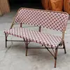 Mesa y Silla de Estilo Francés para Exterior Balcón Silla de Ratán Silla de Ratán Juego de Tres Piezas Cafetería Tienda de Té con Leche Casa de Huéspedes Silla de Comedor Vintage para Exterior
