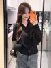 Top de punto casual estilo coreano para mujer con mangas de murciélago, cuello de corbata y cuello en V, nuevo top versátil de color liso ajustado
