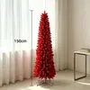 Nova árvore de Natal de lápis criptografado em PVC vermelho, adequada para shoppings e casas, adiciona uma atmosfera festiva, ornamento decorativo interno e externo