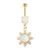Nuevo estilo de verano transfronterizo de Amazon, joyería para piercing de ombligo con diamantes de ópalo y diamantes de imitación, colgante de sol estilo retro europeo y americano.