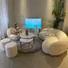 Sala de estar nórdica apartamento pequeño tela tecnológica salón de belleza tienda de novias área de descanso sofá semicircular con forma de anacardo lana de cordero