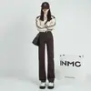 Jeans de Pierna Recta para Mujer 2023 Otoño e Invierno Nuevo Estilo Sueltos de Cintura Alta Adelgazantes Rectos de Pierna Ancha Yichun