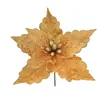 Flores Artificiais Decoração de Natal Flores de Veludo Vermelho Dourado Flores Decorativas para Interior e Exterior Decorações de Árvore de Natal Flores Artificiais