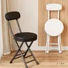 Taburete Plegable con Respaldo, Silla con Cojín Suave, Silla Sencilla para el Hogar, Silla Plegable para Dormitorio, Taburete Pequeño para Balcón, Taburete Redondo Portátil