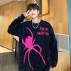 Retro Americano Nicho Tejido de Araña para Hombre de Gama Alta Lana de Visón Tejido para Pareja Marca de Tendencia Versátil Top Holgado Tendencia