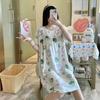 Procesando Camisón de Algodón Seda Personalizado para Mujer Verano Estampado de Dibujos Animados Talla Grande Pijama Transmisión en Vivo Nuevo Popular Falda de Pijama