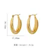 Brincos Espirais Torcidos de Aço Titânio Ouro 18K Moda Exagerada Retro Estilo Europeu e Americano