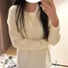 Camiseta Base Blanca Nueva para Mujer Talla Grande Otoño Temprano 2025 Estilo Coreano Holgada de Longitud Media