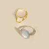 Anillo de concha marca de moda europea y americana ins red net estilo frío personalidad de moda anillo geométrico redondo con incrustaciones de concha suministro