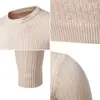 Suéter de Moda Cruzada Outono e Inverno 2025 Jovem Slim Gola Alta Meia Camisa Base Quente Casual Tricô de Manga Longa