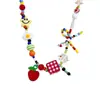 Paraíso de Manzanas~Collar de Lazo con Cuentas de Dopamina de Colores Cadena para Clavícula de Diseño Niche Lindo y Dulce para Mujer