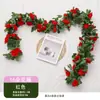 Simulación Transfronteriza Mimbre de Rosa Flor Artificial Pared de Flores Aire Acondicionado Tubería de Agua Mimbre Vestir Arco de Boda Flor Decorativa Enroscada Mimbre
