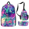 Estojo Lápis Mochila Desenho Direto da Fábrica Grande Capacidade Mochila Casual para Alunos do Ensino Fundamental e Médio Conjunto de Três Peças em Estoque