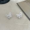 Aguja S925 Aretes Coreanos Huecos de Lazo Zircón Super Brillante Nicho Elegante Combinan con Todo Diseño de Alta Gama