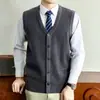 Suéter cárdigan de un solo botón para hombre Otoño/Invierno Chaleco de punto de color liso para hombre Chaleco de lana grueso sin mangas para hombre