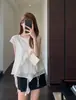 Blusa Ruffle Atmosférica Estilo Coreano, Suave e Rejuvenescedora, Top Sem Manga Soltinho e Emagrecedor para Mulheres, Novo para o Verão 26, H062405