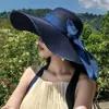 Chapéu de Palha Feminino de Verão, Chapéu de Praia Estilo Coreano com Aba Larga, Proteção Solar, Versátil para Passeios, Chapéu Fresco de Aba Larga para o Verão