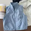 Chaleco Ligero de Doble Capa para Exteriores para Niños Medianos y Mayores, Chaleco Casual con Cuello Alto de Doble Cremallera, Chaleco de Primavera, Otoño, Verano