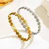 Pulseira Popular de Aço Titânio com Margarida Transfronteiriça, Simples e de Alto Padrão, Não Desbota, Versátil com Fecho Aberto Pulseira Atacado
