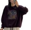 Sudadera de Talla Grande con Estampado de Letras de Colores Nuevo Otoño 2025 Estilo Coreano Moderna Cuello Redondo Holgada de Manga Larga para Mujer